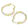 Oro Laminado Small Hoop, Gold Filled Style Diamond Cutting Finish, Tricolor, 02.213.0249.25