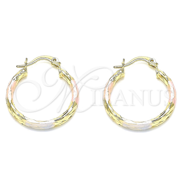 Gold Filled Hoop Earrings — Small Hoop Diamond Cutting Tricolor 02. for wholesale, main product view