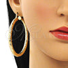 Oro Laminado Large Hoop, Gold Filled Style Hollow Design, Diamond Cutting Finish, Golden Finish, 02.213.0227.60