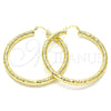 Oro Laminado Large Hoop, Gold Filled Style Hollow Design, Diamond Cutting Finish, Golden Finish, 02.213.0227.60