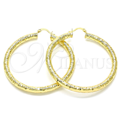 Gold Filled Hoop Earrings — Large Hoop Hollow Design Diamond Cutting 02. for wholesale, main product view