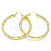 Oro Laminado Large Hoop, Gold Filled Style Hollow Design, Diamond Cutting Finish, Golden Finish, 02.213.0227.60