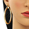 Oro Laminado Large Hoop, Gold Filled Style Hollow Design, Diamond Cutting Finish, Golden Finish, 02.213.0224.60