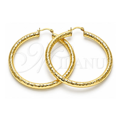 Oro Laminado Large Hoop, Gold Filled Style Hollow Design, Diamond Cutting Finish, Golden Finish, 02.213.0224.60