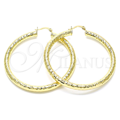 Oro Laminado Large Hoop, Gold Filled Style Hollow Design, Diamond Cutting Finish, Golden Finish, 02.213.0224.60