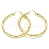 Oro Laminado Large Hoop, Gold Filled Style Hollow Design, Diamond Cutting Finish, Golden Finish, 02.213.0224.60