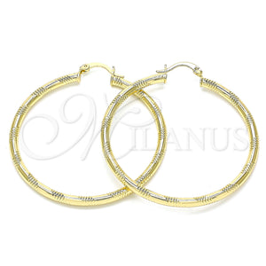 Gold Filled Hoop Earrings — Large Hoop Hollow Design Diamond Cutting 02. — main product view — SKU 143865 | Oro Laminado aretes de aro — Large Hoop Hollow diseño Diamond Cutting 02. — SKU 143865
