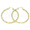 Oro Laminado Large Hoop, Gold Filled Style Hollow Design, Diamond Cutting Finish, Golden Finish, 02.213.0153.50