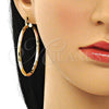 Oro Laminado Large Hoop, Gold Filled Style Diamond Cutting Finish, Tricolor, 02.213.0249.50