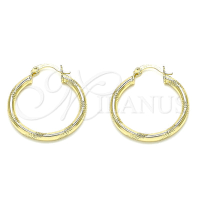 Oro Laminado Medium Hoop, Gold Filled Style Diamond Cutting Finish, Golden Finish, 02.213.0153.30