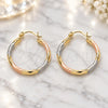 Oro Laminado Medium Hoop, Gold Filled Style Diamond Cutting Finish, Tricolor, 02.213.0249.30
