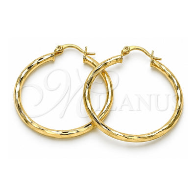 Oro Laminado Medium Hoop, Gold Filled Style Diamond Cutting Finish, Golden Finish, 02.213.0249.1.40