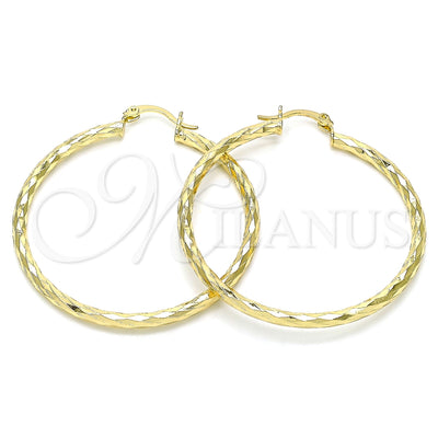 Oro Laminado Large Hoop, Gold Filled Style Diamond Cutting Finish, Golden Finish, 02.213.0249.1.50