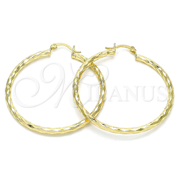 Oro Laminado Large Hoop, Gold Filled Style Diamond Cutting Finish, Golden Finish, 02.213.0249.1.50