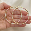 Oro Laminado Large Hoop, Gold Filled Style Hollow Design, Diamond Cutting Finish, Tricolor, 02.213.0249.60