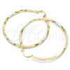 Oro Laminado Large Hoop, Gold Filled Style Hollow Design, Diamond Cutting Finish, Tricolor, 02.213.0249.60