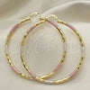 Oro Laminado Large Hoop, Gold Filled Style Hollow Design, Diamond Cutting Finish, Tricolor, 02.213.0249.60