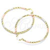 Oro Laminado Large Hoop, Gold Filled Style Diamond Cutting Finish, Tricolor, 02.213.0250.60