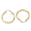 Oro Laminado Medium Hoop, Gold Filled Style Diamond Cutting Finish, Tricolor, 02.213.0162.1.30