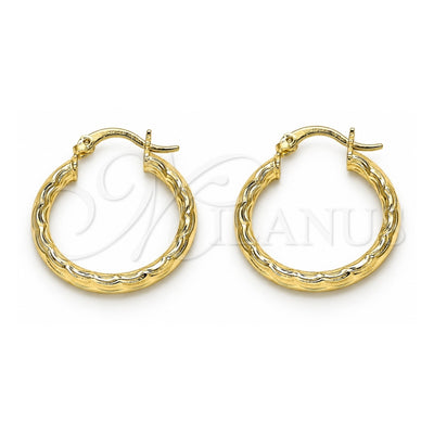 Oro Laminado Small Hoop, Gold Filled Style Diamond Cutting Finish, Golden Finish, 02.213.0151.25