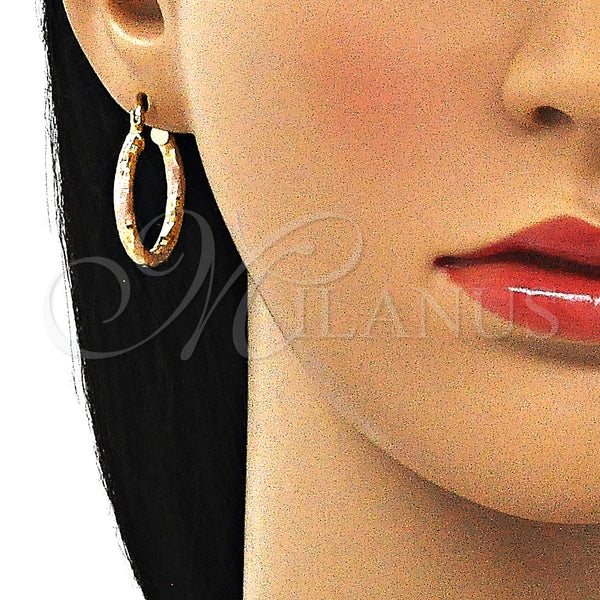 Gold Filled Hoop Earrings — Small Hoop Diamond Cutting Tricolor 02. — alternate product view — SKU 143885 | Oro Laminado aretes de aro — Small Hoop Diamond Cutting Tricolor 02. — SKU 143885