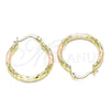 Oro Laminado Small Hoop, Gold Filled Style Diamond Cutting Finish, Tricolor, 02.213.0251.25
