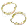 Oro Laminado Small Hoop, Gold Filled Style Diamond Cutting Finish, Tricolor, 02.213.0251.25