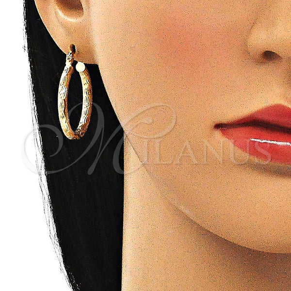 Gold Filled Hoop Earrings — Medium Hoop Diamond Cutting 02. — alternate product view — SKU 143886 | Oro Laminado aretes de aro — Medium Hoop Diamond Cutting 02. — SKU 143886