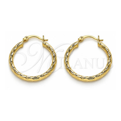 Oro Laminado Medium Hoop, Gold Filled Style Diamond Cutting Finish, Golden Finish, 02.213.0151.30