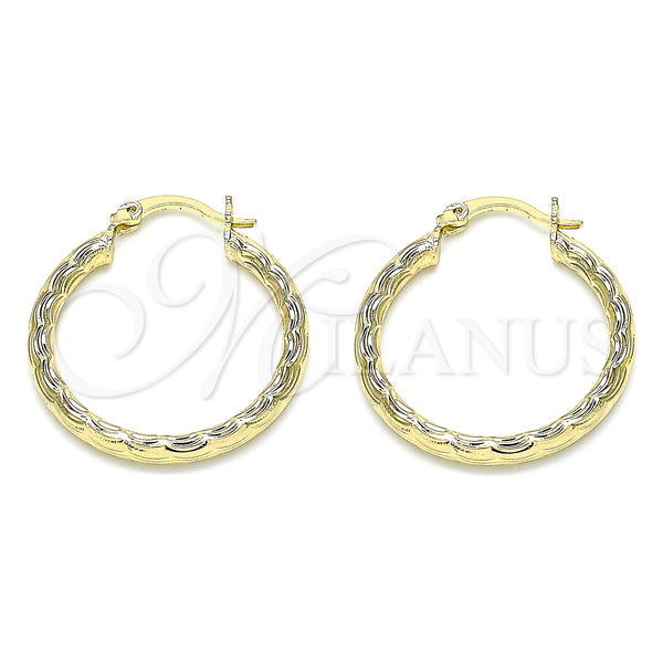 Gold Filled Hoop Earrings — Medium Hoop Diamond Cutting 02. — main product view — SKU 143886 | Oro Laminado aretes de aro — Medium Hoop Diamond Cutting 02. — SKU 143886