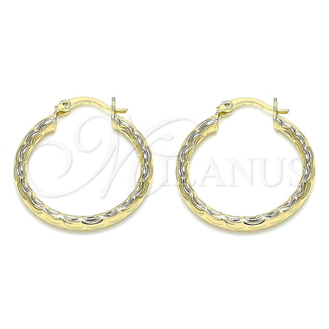 Oro Laminado Medium Hoop, Gold Filled Style Diamond Cutting Finish, Golden Finish, 02.213.0151.30