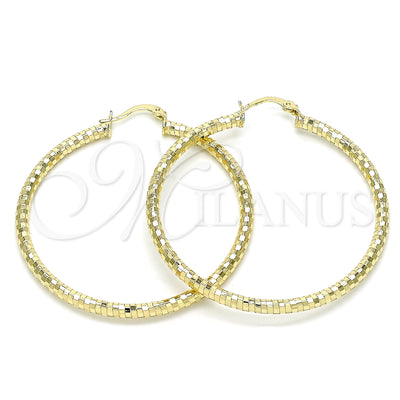 Oro Laminado Large Hoop, Gold Filled Style Diamond Cutting Finish, Golden Finish, 02.213.0252.50