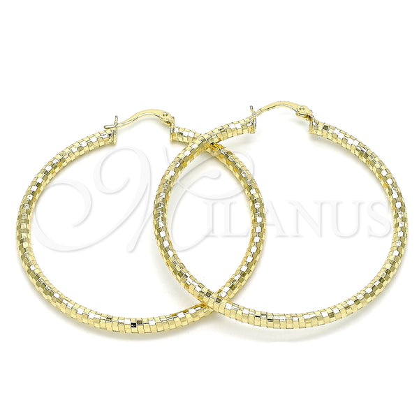 Oro Laminado Large Hoop, Gold Filled Style Diamond Cutting Finish, Golden Finish, 02.213.0252.50