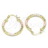 Oro Laminado Small Hoop, Gold Filled Style Hollow Design, Diamond Cutting Finish, Tricolor, 02.213.0154.1.25