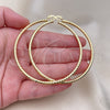 Oro Laminado Extra Large Hoop, Gold Filled Style Hollow Design, Diamond Cutting Finish, Golden Finish, 02.213.0252.70