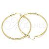Oro Laminado Extra Large Hoop, Gold Filled Style Hollow Design, Diamond Cutting Finish, Golden Finish, 02.213.0252.70