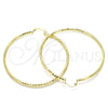 Oro Laminado Extra Large Hoop, Gold Filled Style Hollow Design, Diamond Cutting Finish, Golden Finish, 02.213.0252.70