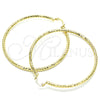 Oro Laminado Extra Large Hoop, Gold Filled Style Hollow Design, Diamond Cutting Finish, Golden Finish, 02.213.0252.70