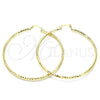 Oro Laminado Extra Large Hoop, Gold Filled Style Hollow Design, Diamond Cutting Finish, Golden Finish, 02.213.0252.70