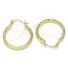 Oro Laminado Small Hoop, Gold Filled Style Hollow Design, Diamond Cutting Finish, Golden Finish, 02.213.0154.25