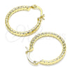 Oro Laminado Small Hoop, Gold Filled Style Hollow Design, Diamond Cutting Finish, Golden Finish, 02.213.0154.25