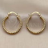 Oro Laminado Small Hoop, Gold Filled Style Hollow Design, Diamond Cutting Finish, Golden Finish, 02.213.0154.25
