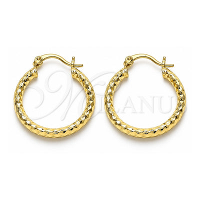 Oro Laminado Small Hoop, Gold Filled Style Hollow Design, Diamond Cutting Finish, Golden Finish, 02.213.0154.25