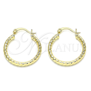 Gold Filled Hoop Earrings — Small Hoop Hollow Design Diamond Cutting 02. — main product view — SKU 143892 | Oro Laminado aretes de aro — Small Hoop Hollow diseño Diamond Cutting 02. — SKU 143892