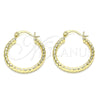 Oro Laminado Small Hoop, Gold Filled Style Hollow Design, Diamond Cutting Finish, Golden Finish, 02.213.0154.25