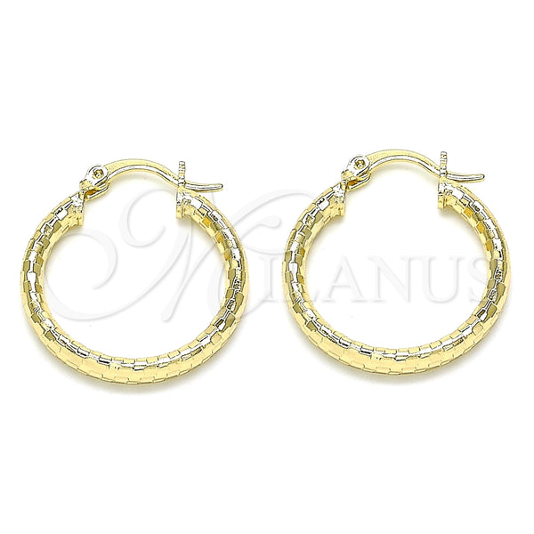 Oro Laminado Small Hoop, Gold Filled Style Diamond Cutting Finish, Golden Finish, 02.213.0252.25