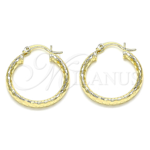 Oro Laminado Small Hoop, Gold Filled Style Diamond Cutting Finish, Golden Finish, 02.213.0252.25