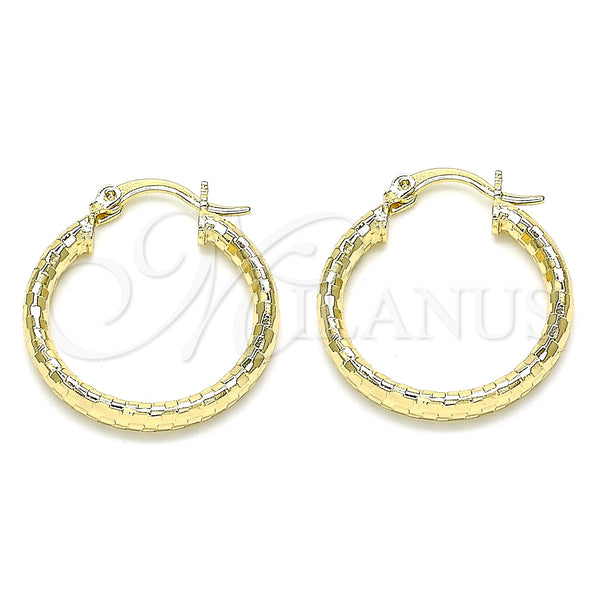 Gold Filled Hoop Earrings — Small Hoop Diamond Cutting 02. — main product view — SKU 143893 | Oro Laminado aretes de aro — Small Hoop Diamond Cutting 02. — SKU 143893