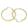 Oro Laminado Medium Hoop, Gold Filled Style Hollow Design, Diamond Cutting Finish, Golden Finish, 02.213.0252.40