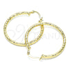Oro Laminado Medium Hoop, Gold Filled Style Hollow Design, Diamond Cutting Finish, Golden Finish, 02.213.0252.40